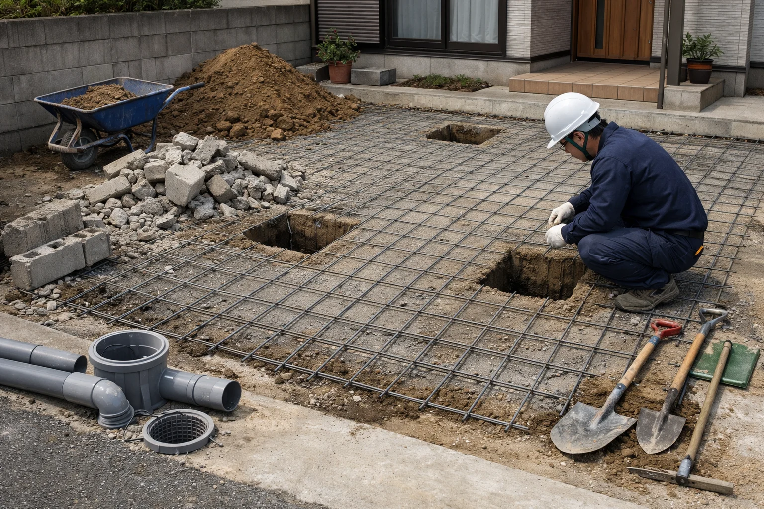 追加費用になりやすい項目(コンクリート土間・撤去・残土・配管・排水)