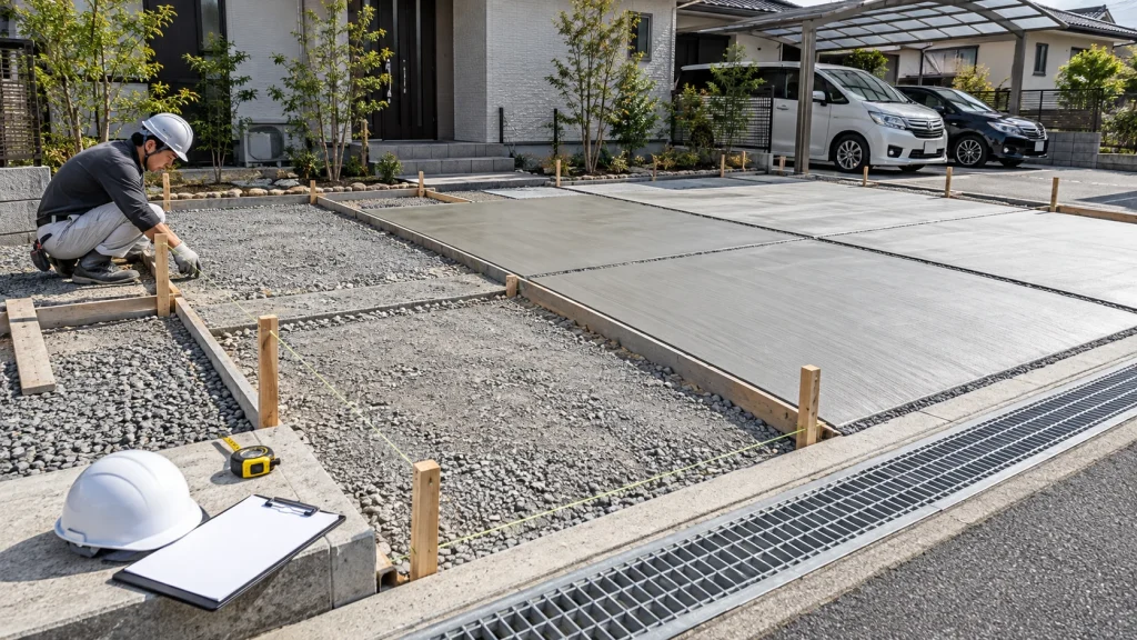 駐車場コンクリートの費用相場と見積もりの見方｜1台・2台・3台の面積目安と工事内訳