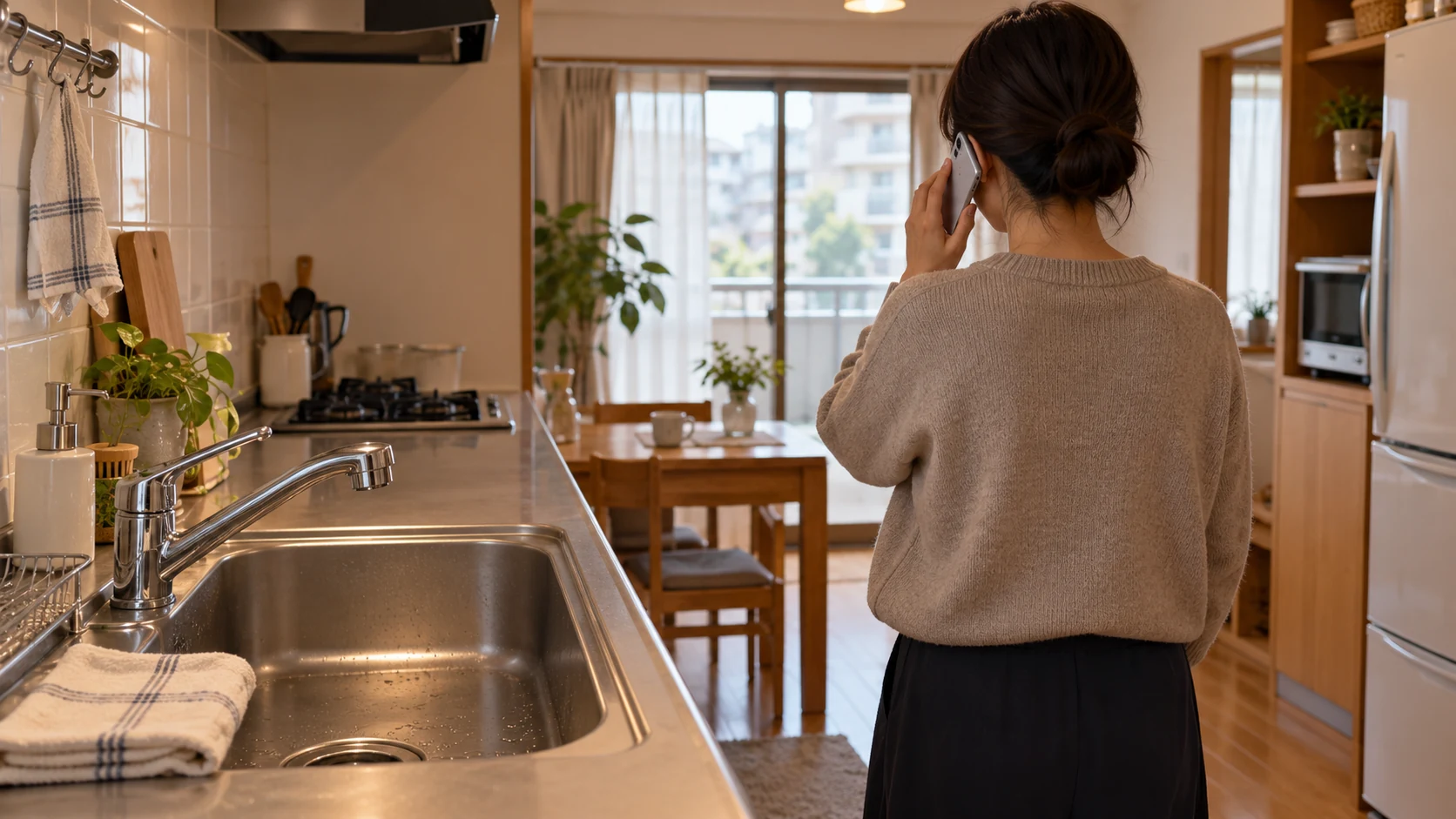 逆流時は使用を止め、賃貸・集合住宅は管理側へ先に連絡します